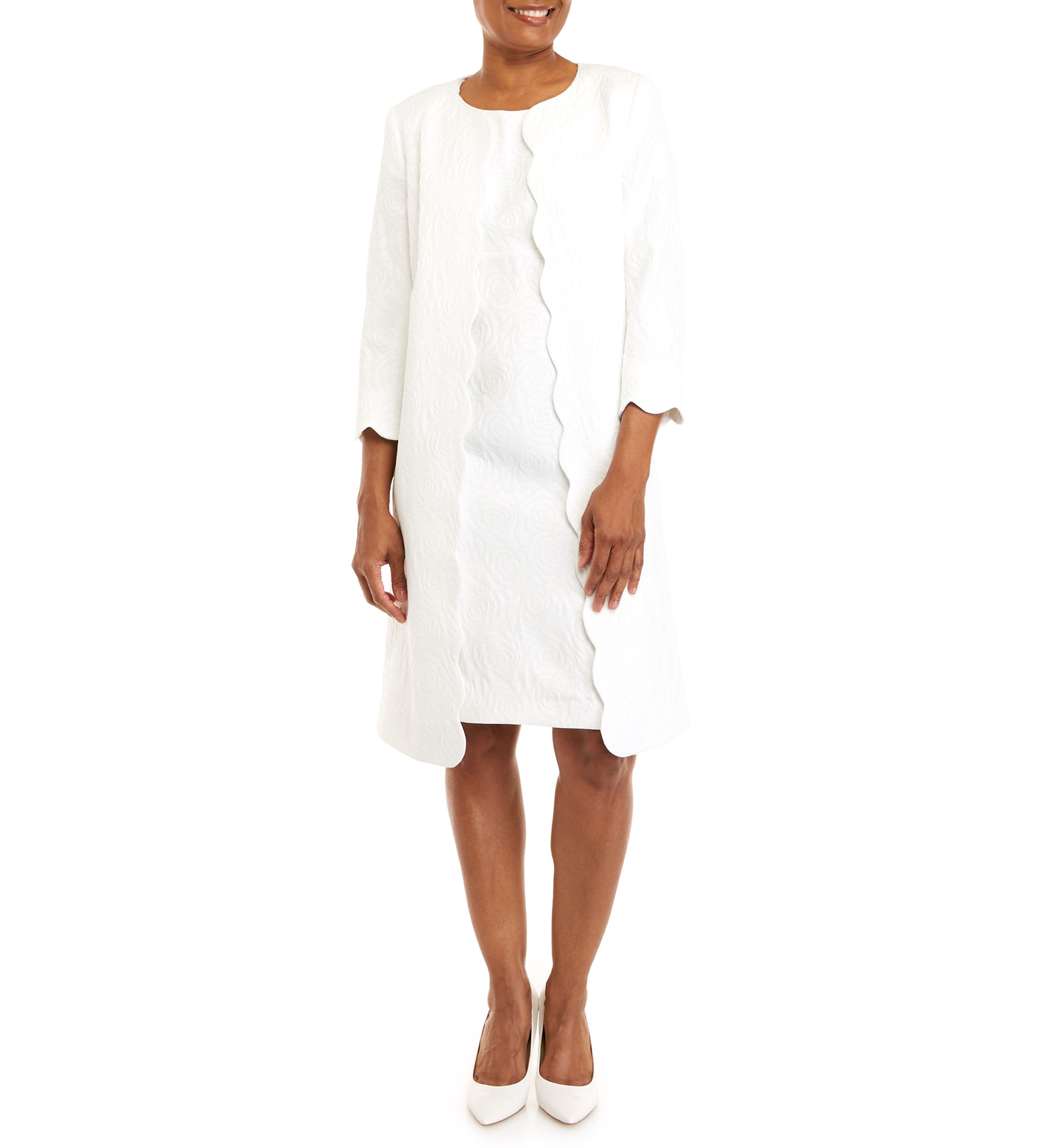 Petite Long Sleeve Scallop Edge Duster Jacket