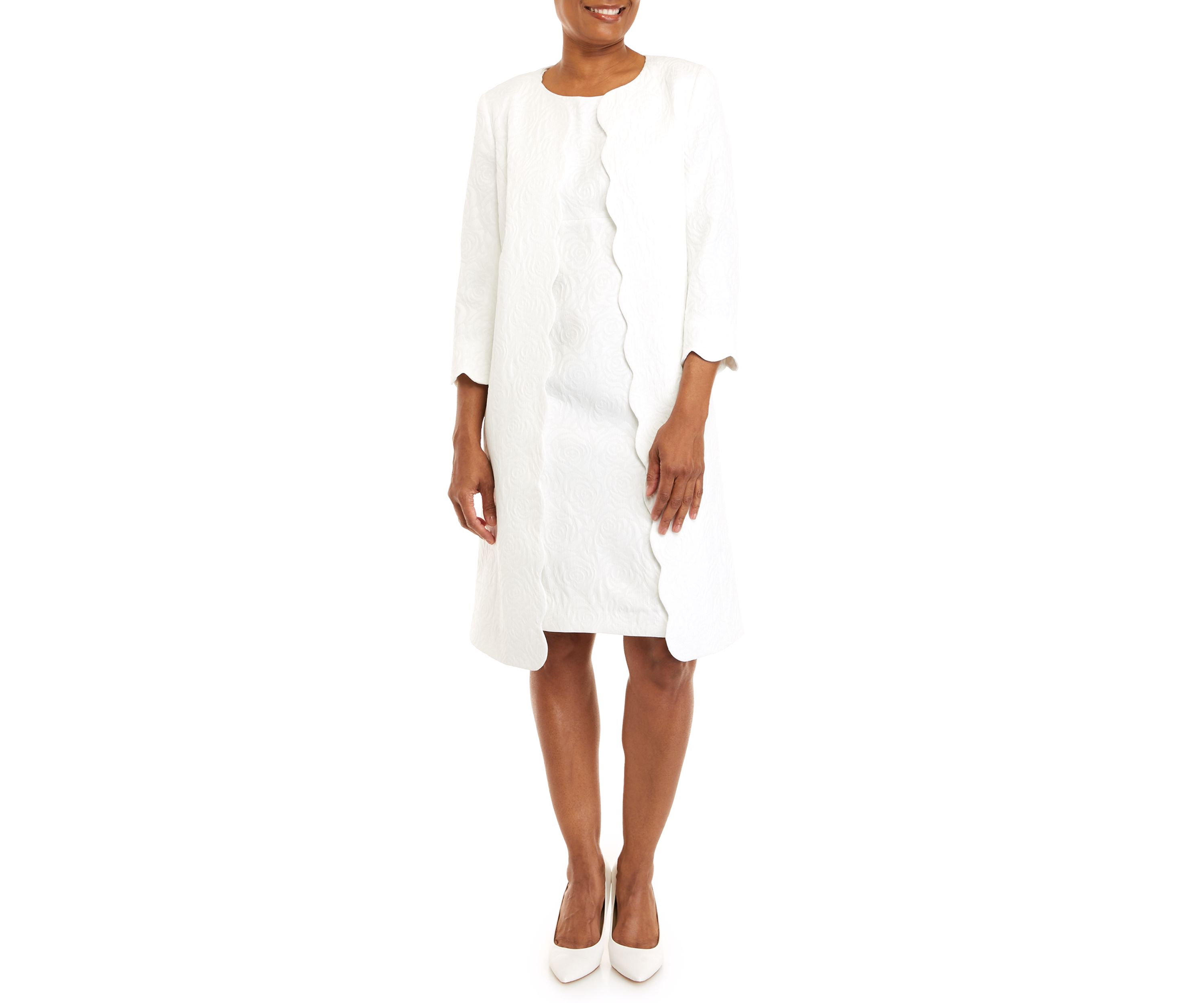 Petite Long Sleeve Scallop Edge Duster Jacket