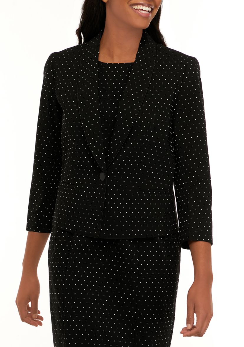 Petite One Button Dot Jacquard Jacket
