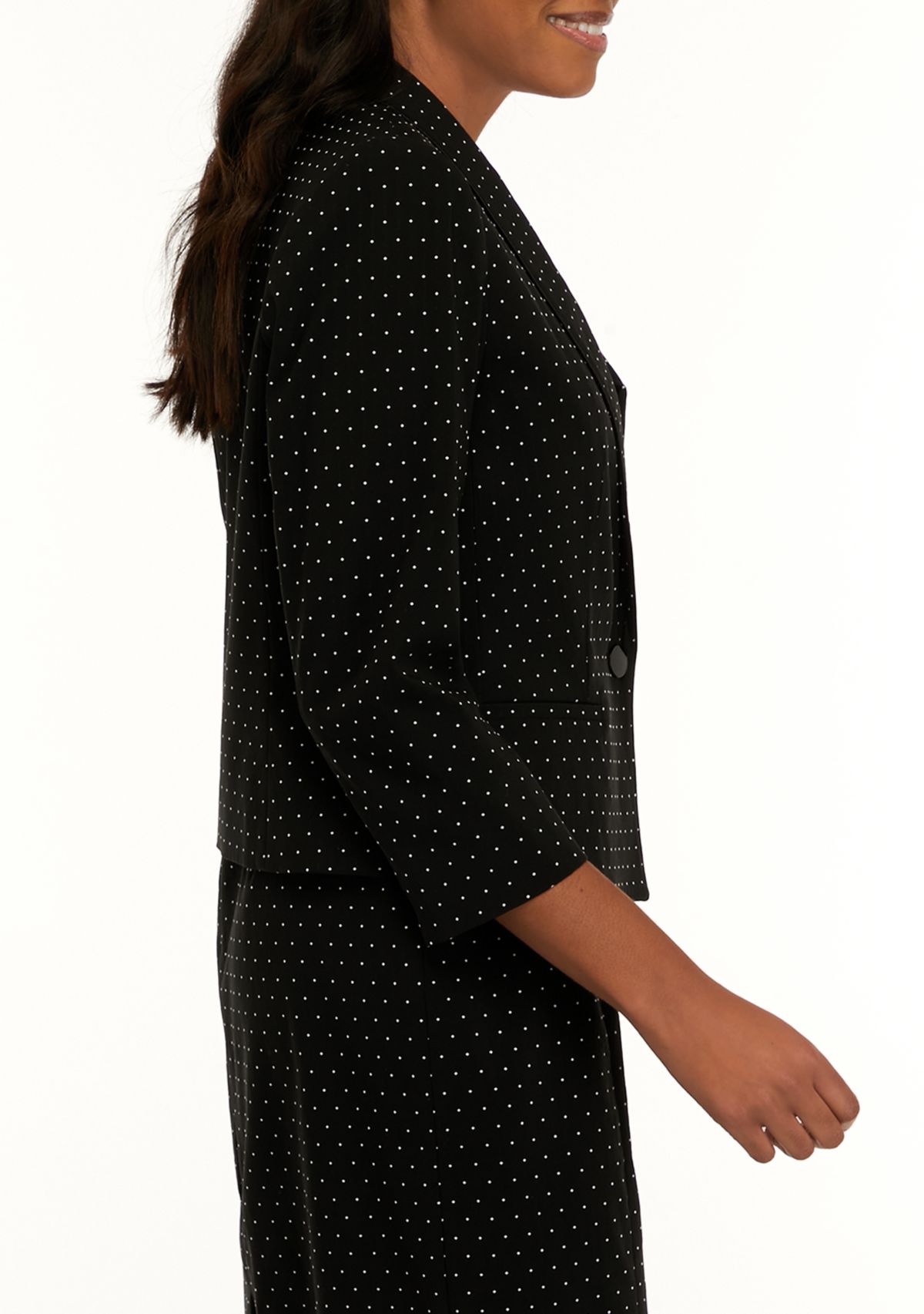 Petite One Button Dot Jacquard Jacket