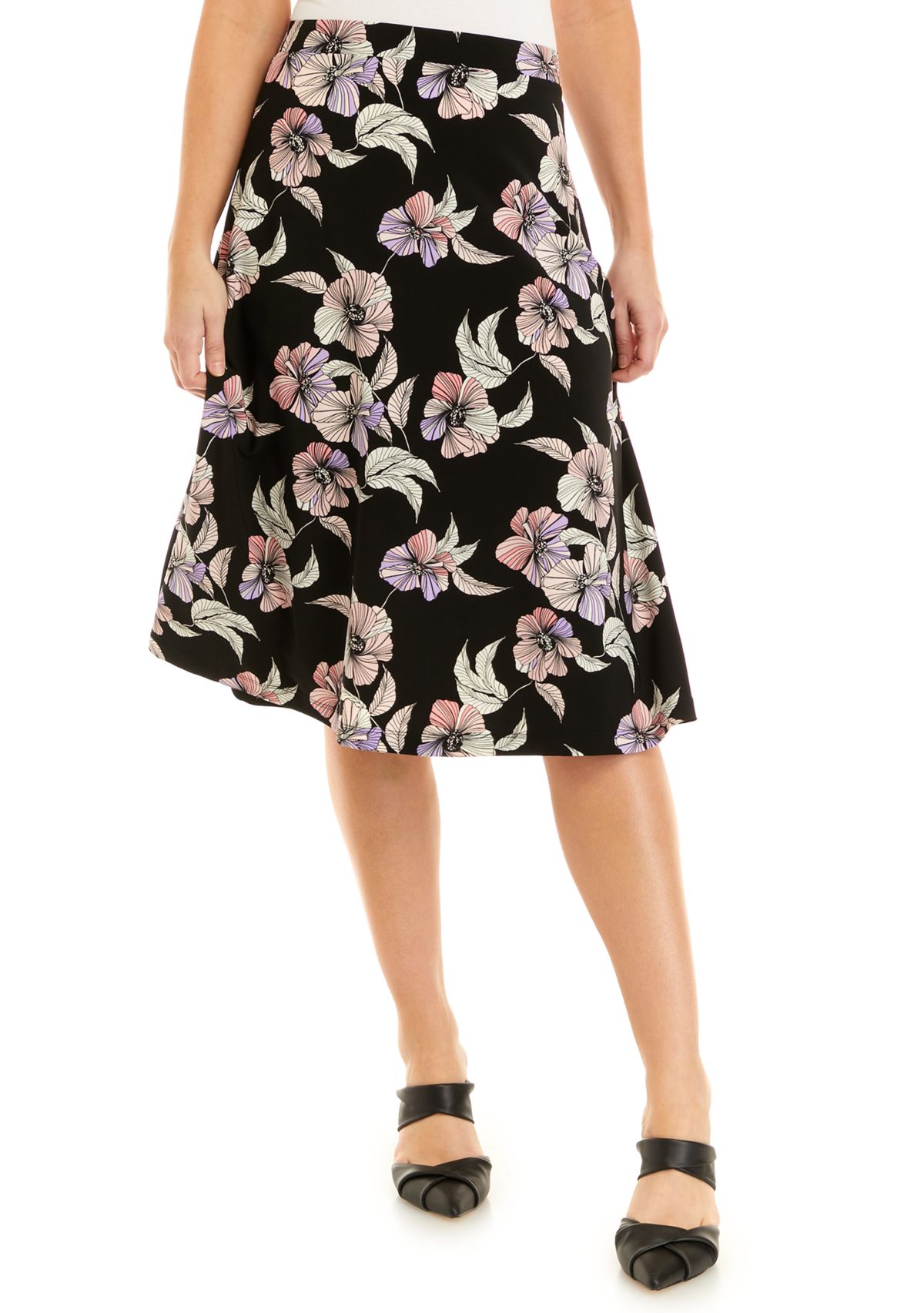Womens Printed Midi Skirt