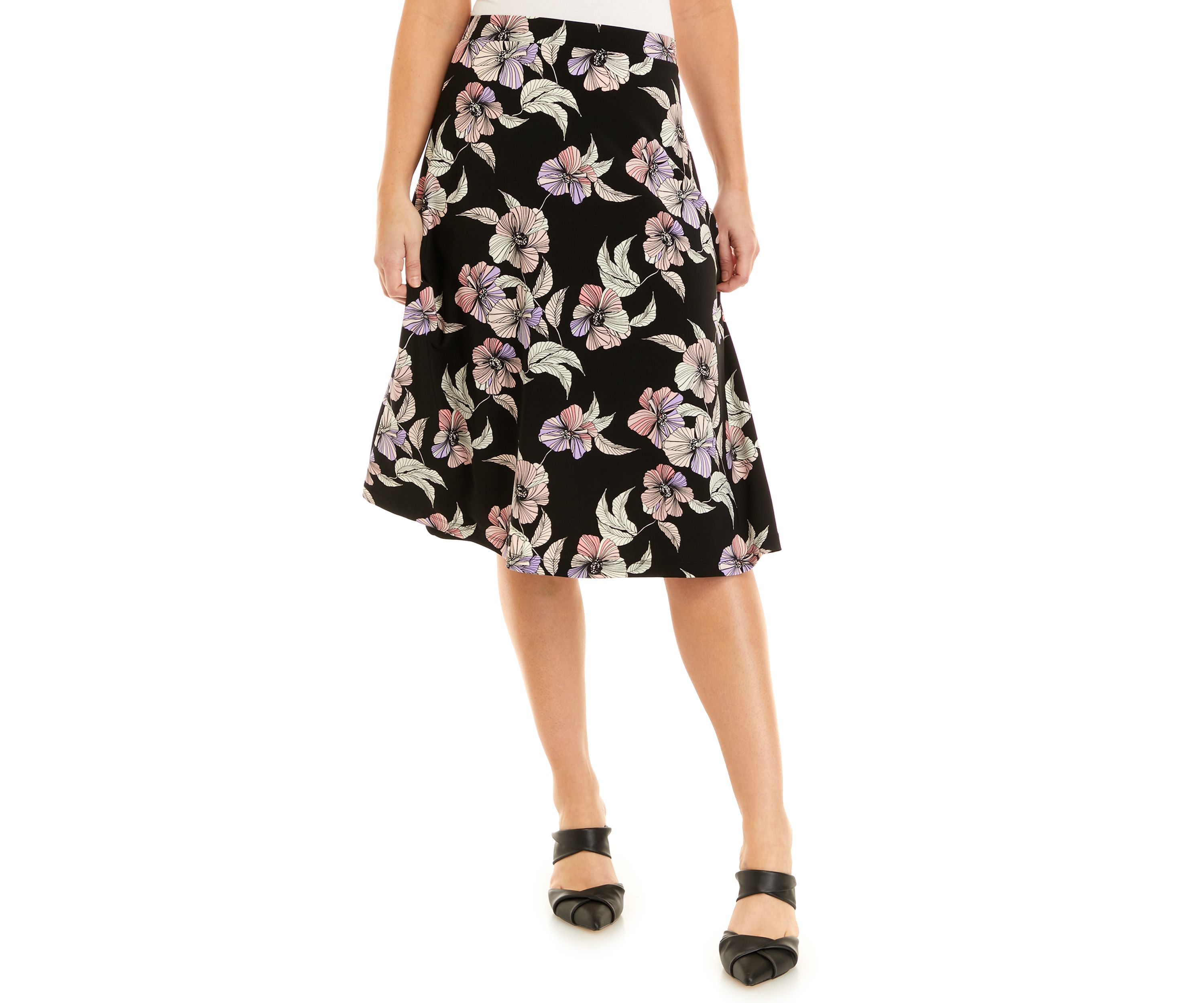 Womens Printed Midi Skirt