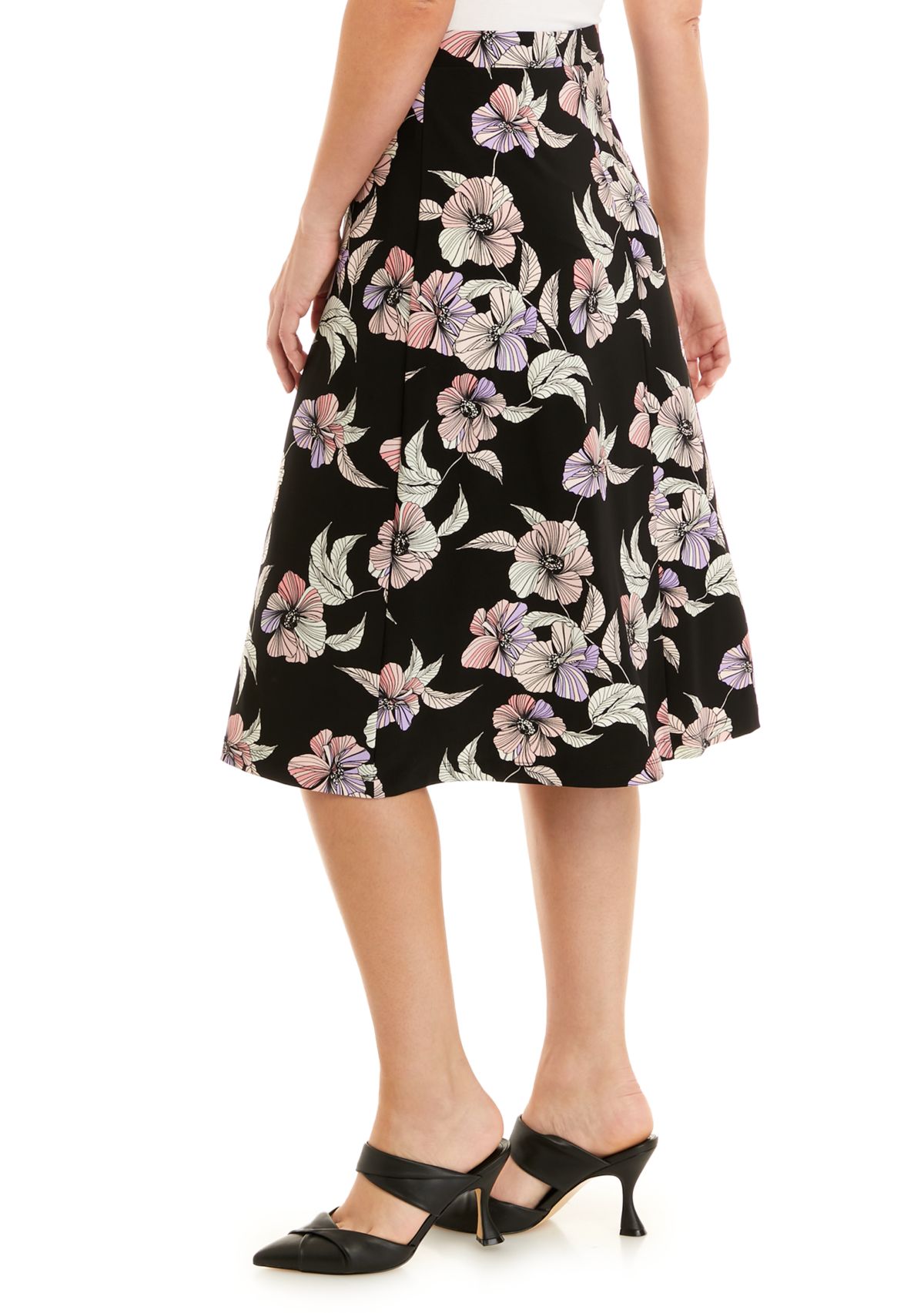 Womens Printed Midi Skirt