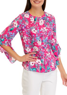 Kasper Women's Ruffle Sleeve Printed Blouse | belk