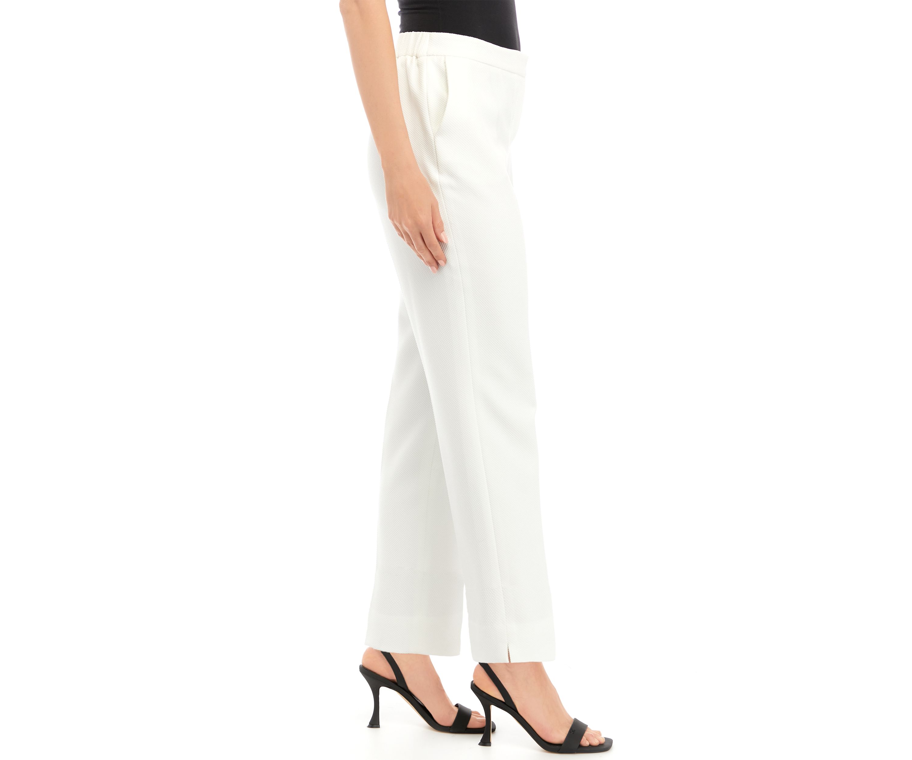 Womens Elastic Back Pants with Side Slits 