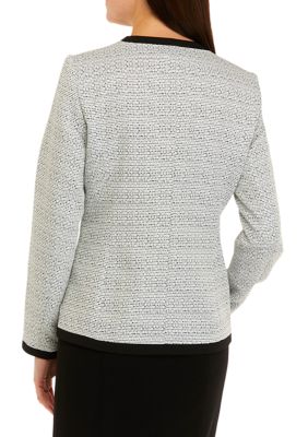 Petite Long Sleeve Framed Open Tweed Cardigan