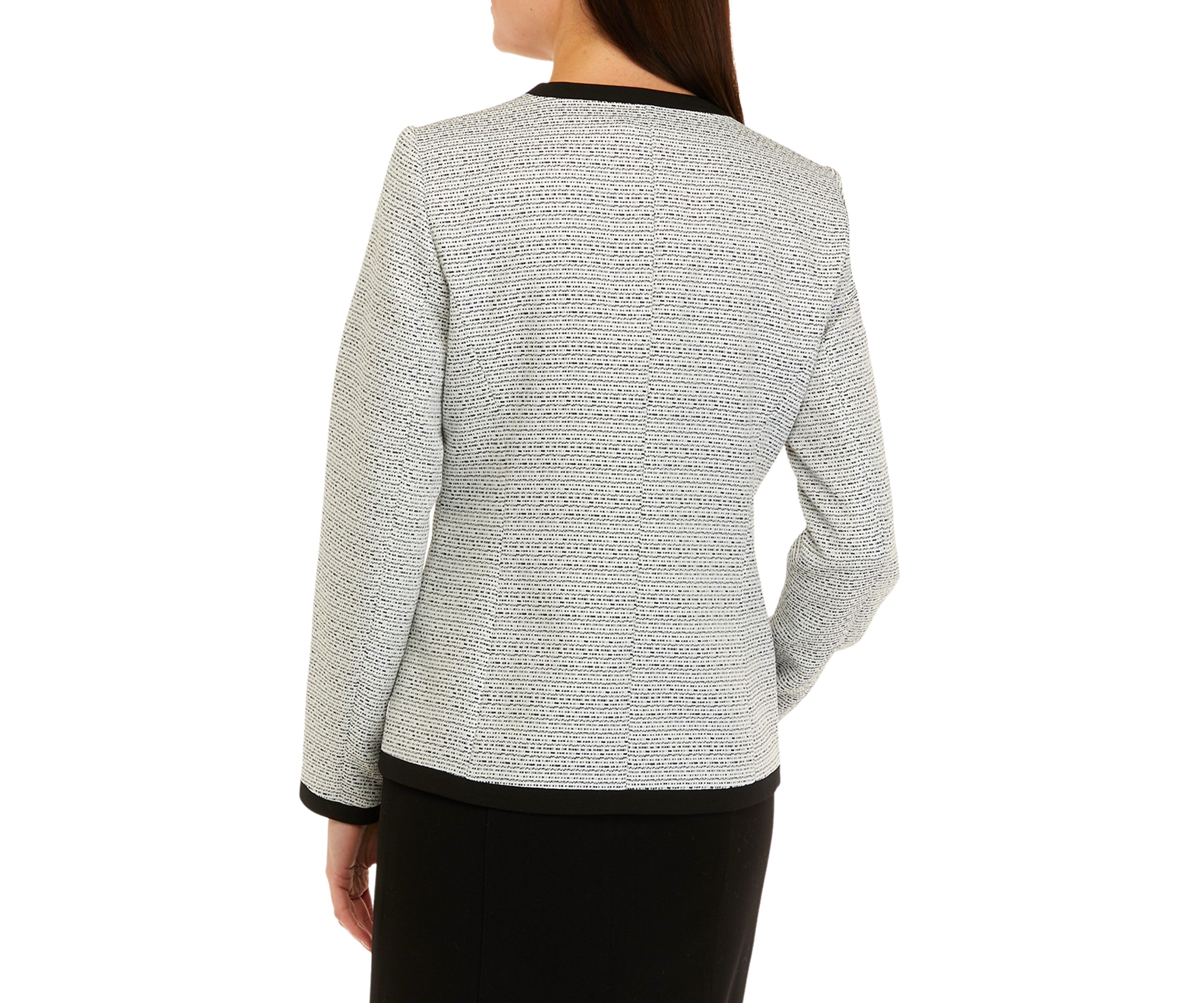 Petite Long Sleeve Framed Open Tweed Cardigan