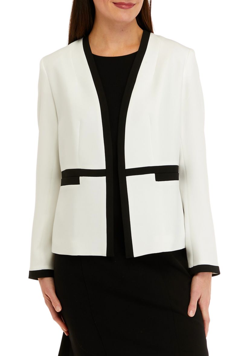 Womens Long Sleeve Framed Stretch Crepe Cardigan 