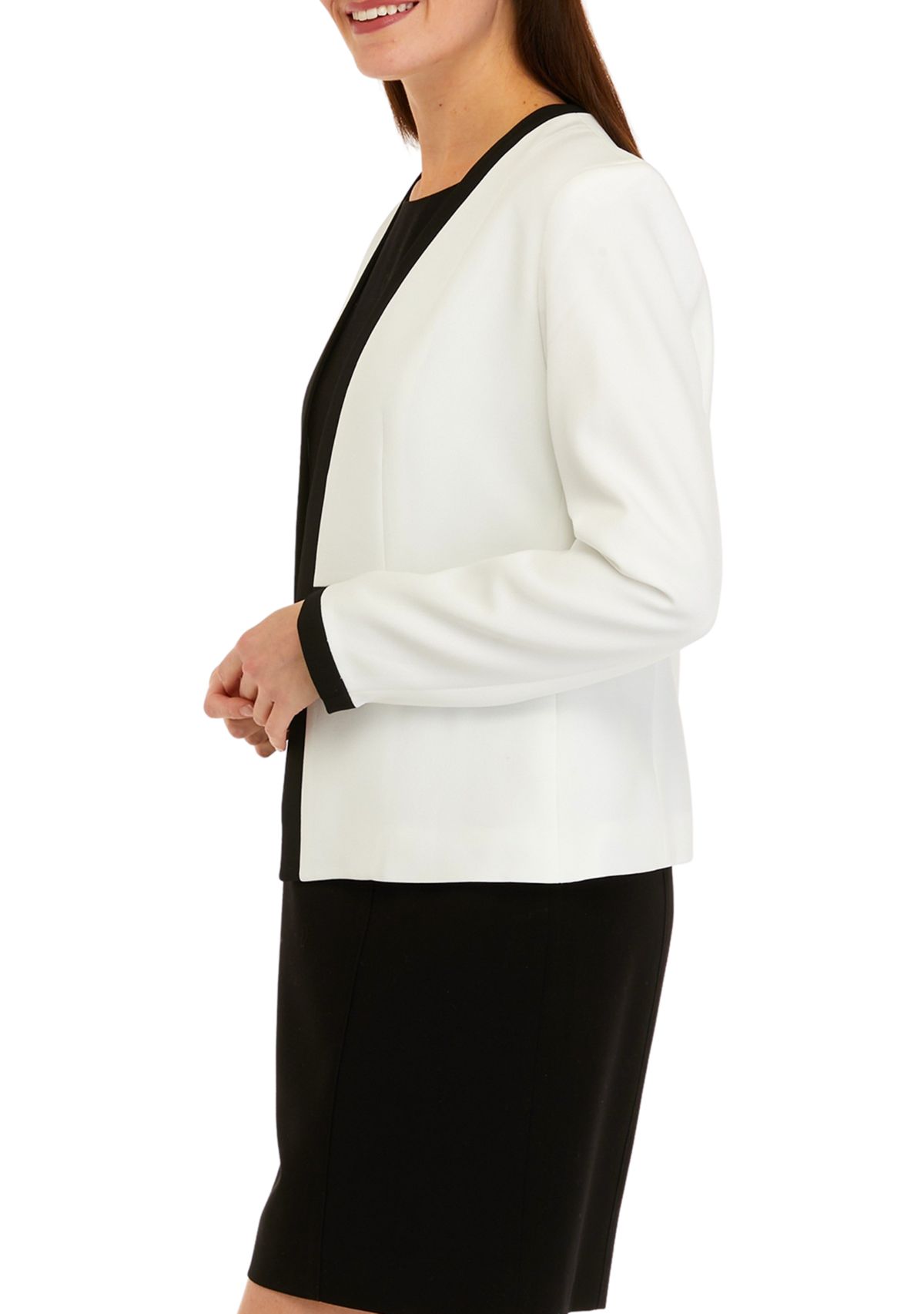 Womens Long Sleeve Framed Stretch Crepe Cardigan 