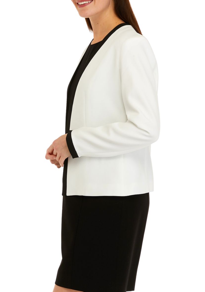Womens Long Sleeve Framed Stretch Crepe Cardigan 