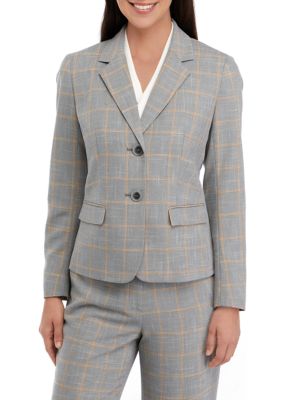Vintage Kasper 2 Piece Jacket/Skirt Suit Women Size 12 Gray Pinstripe  Jacket 