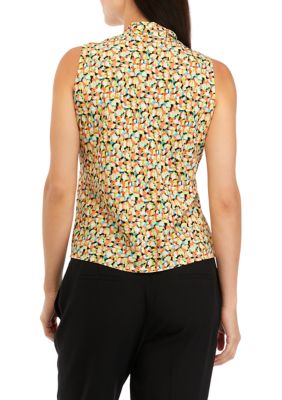 Kasper Petite Sleeveless Tie Neck Printed Blouse | belk