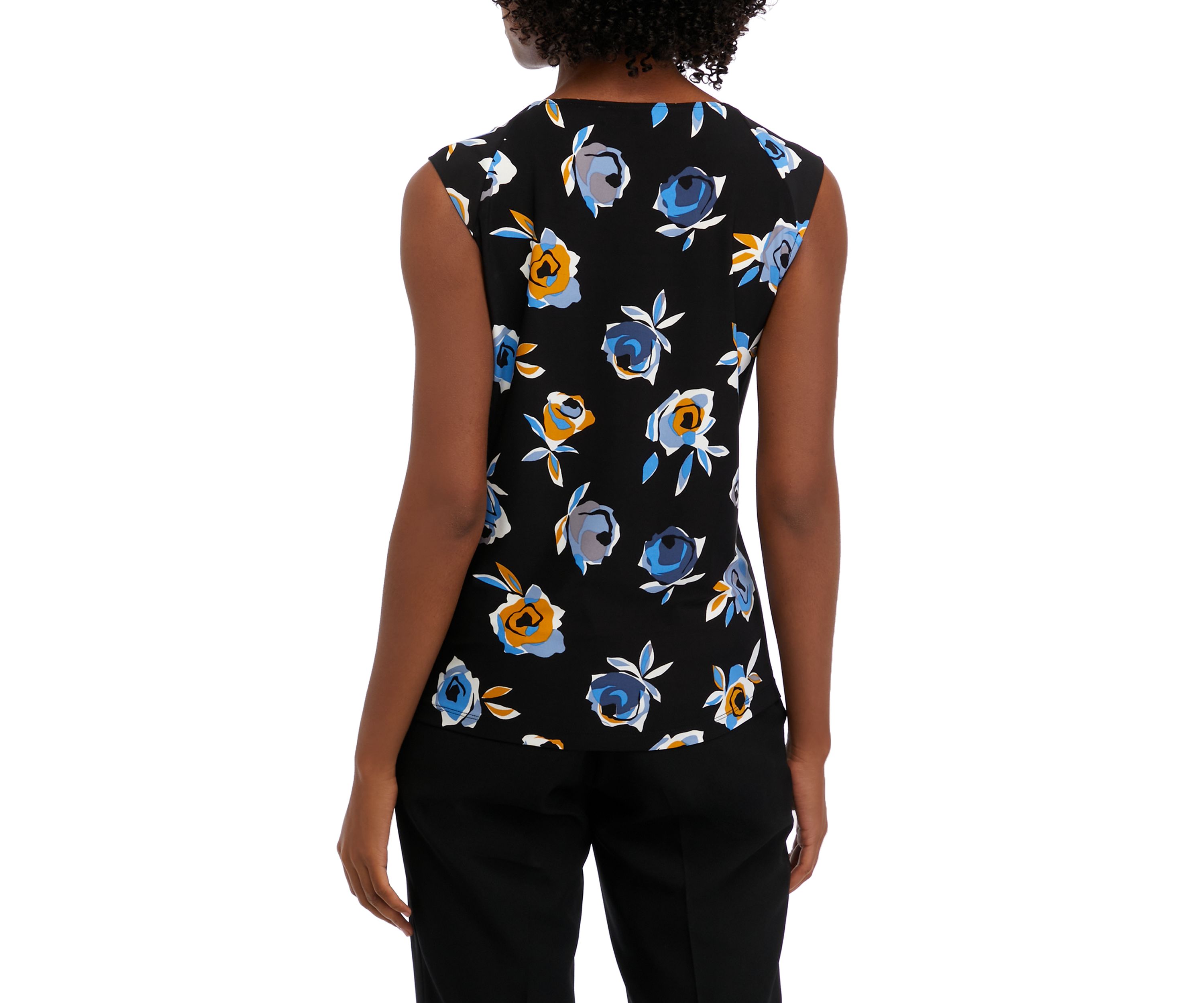 Womens Cowl Neck Floral Printed Knit Top