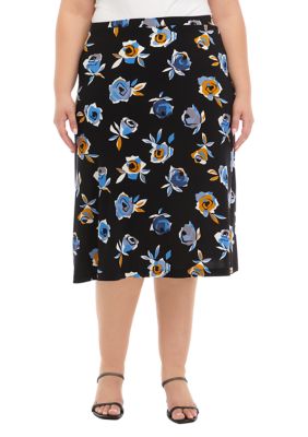 Women's Midi Skirt Flared Stretch Skirt for Women Reg & Plus Size. Casual A  line, Basic Everyday Wear, Formal Office
