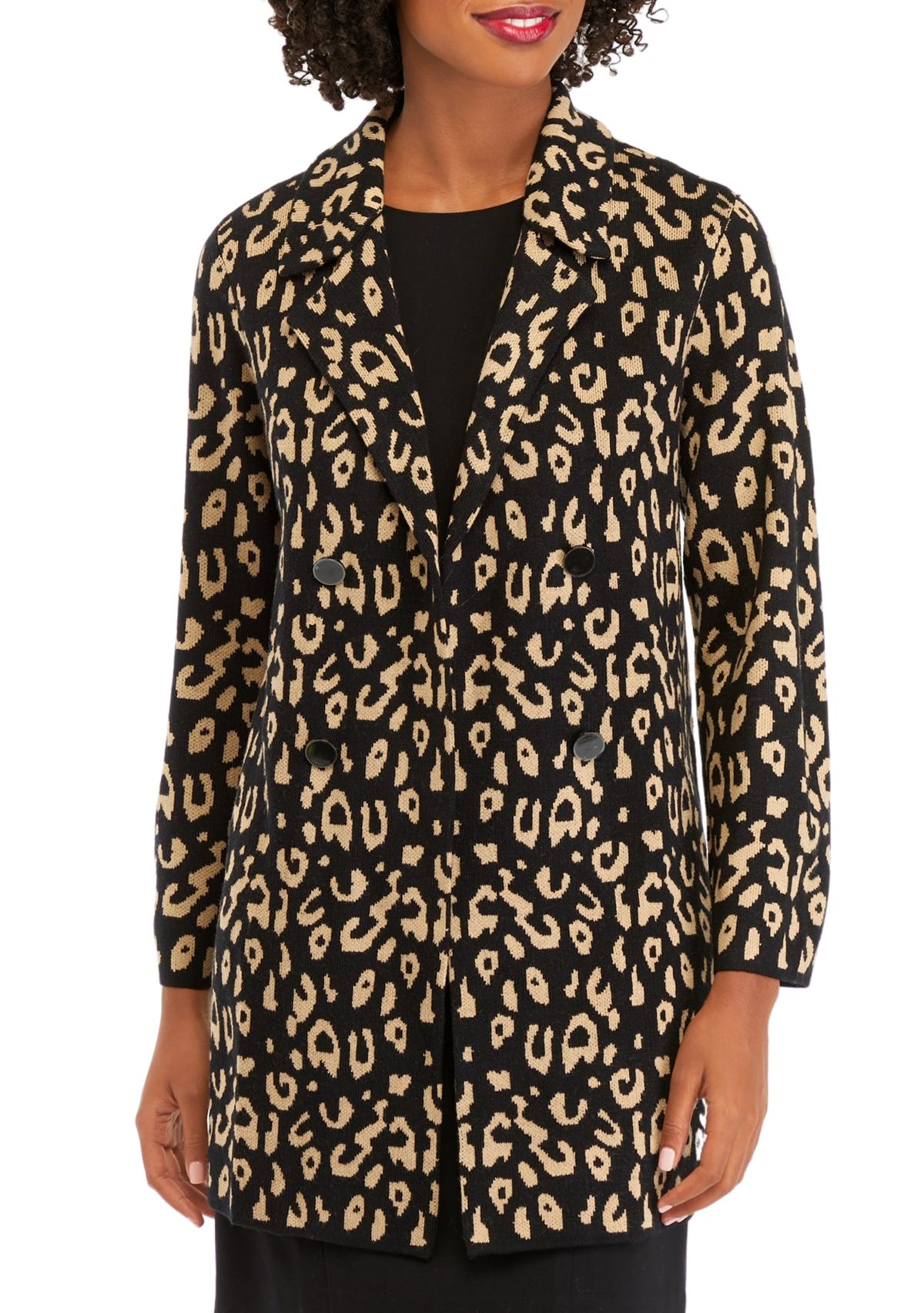 Womens Notch Collar Jacquard Sweater