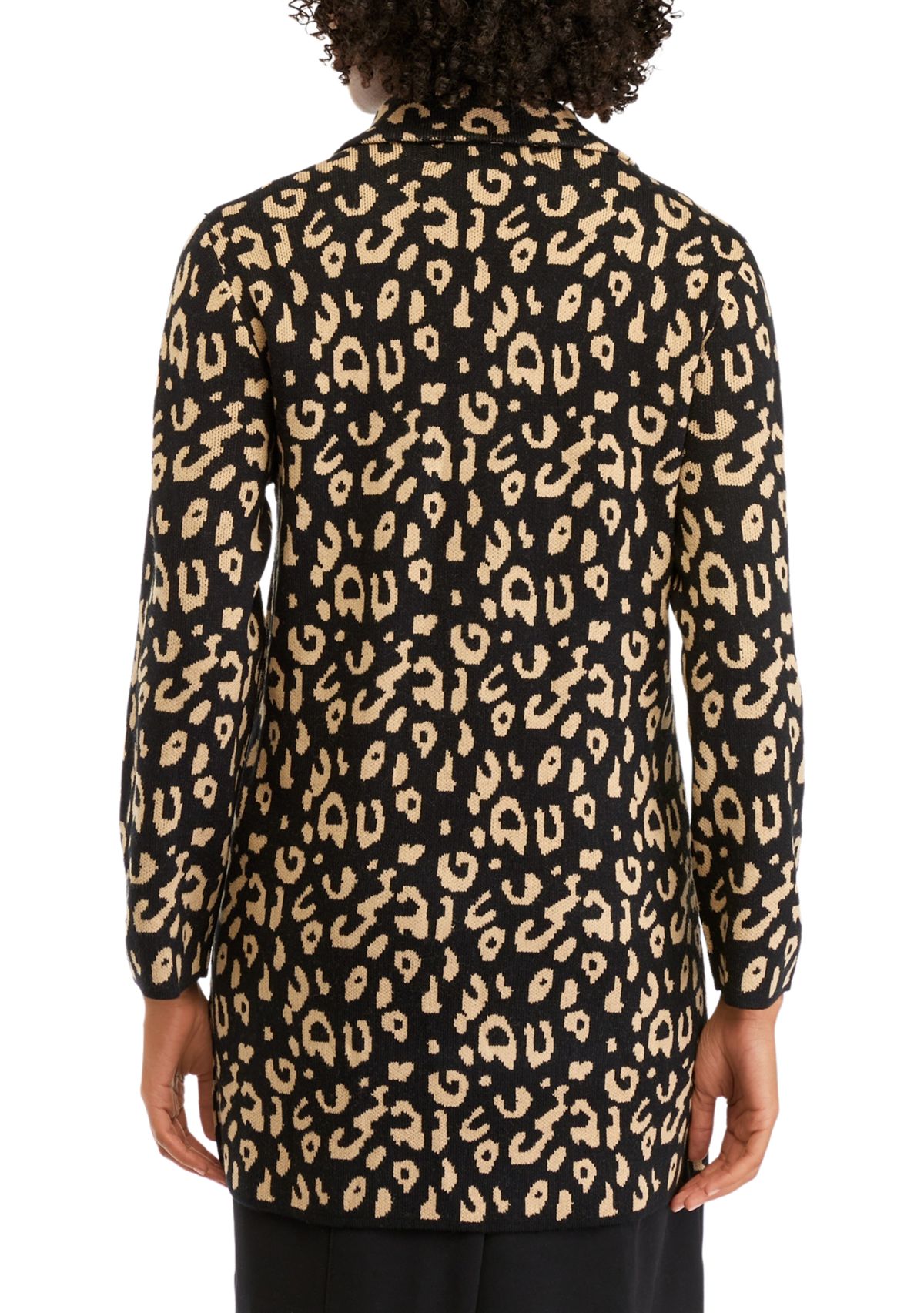 Womens Notch Collar Jacquard Sweater