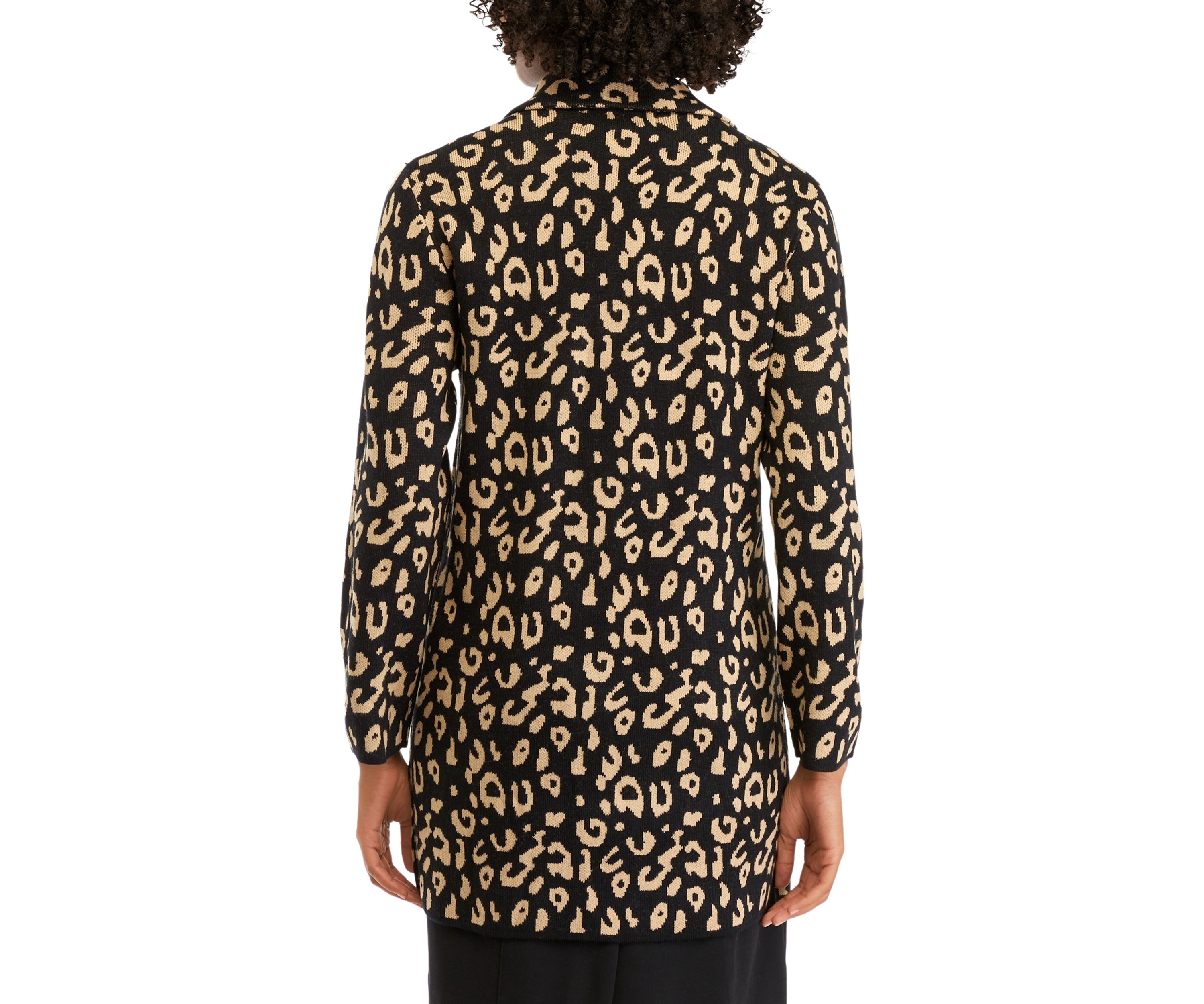 Womens Notch Collar Jacquard Sweater