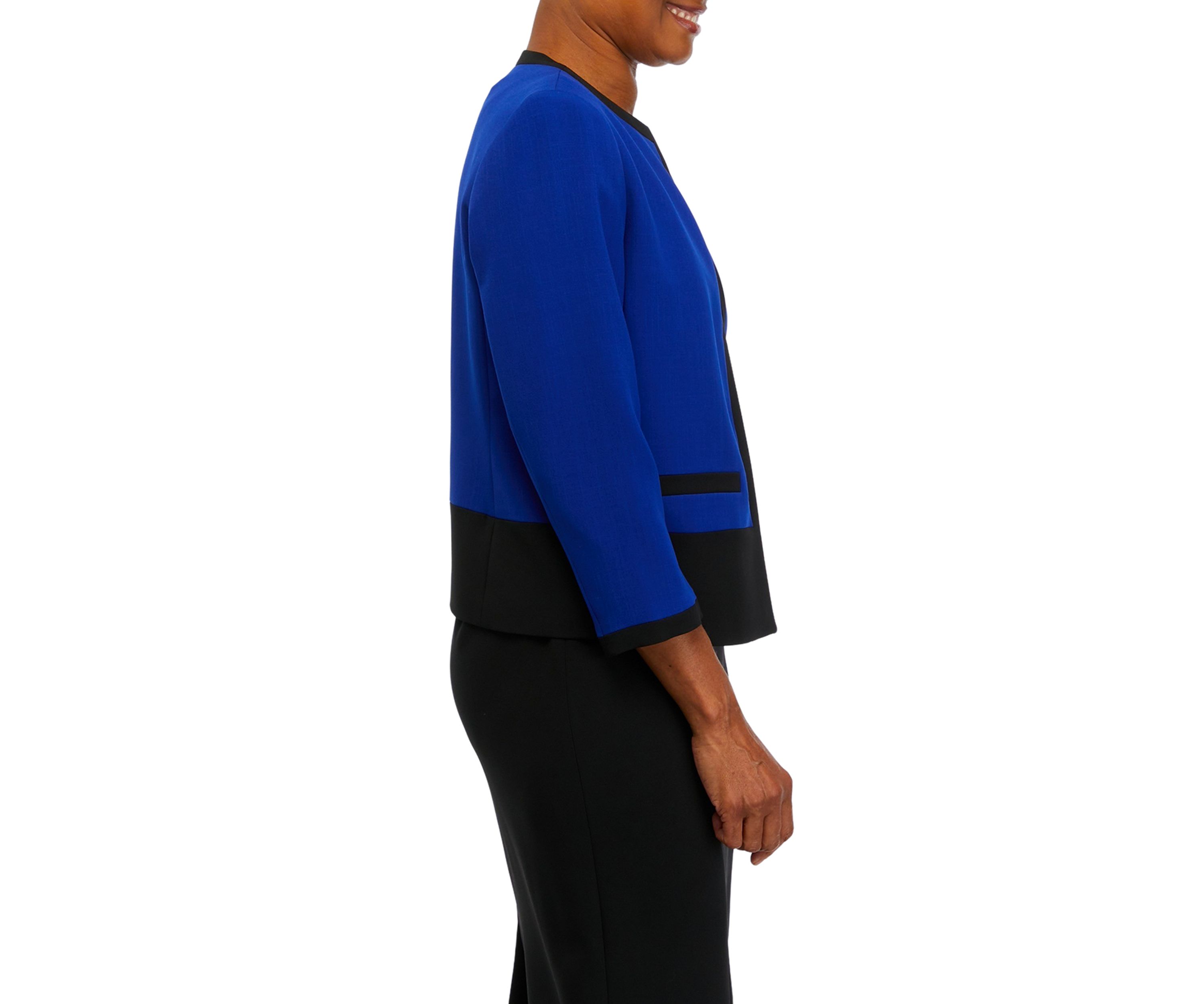 Petite Royal Blue and Black Color Block Jacket 