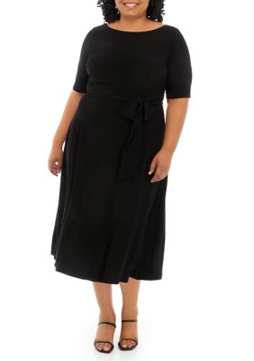 Kasper Plus Size Elbow Sleeve Tie Waist Dress | belk