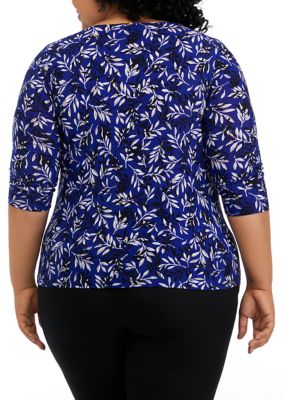 Kasper Plus Size Blazer, Printed Twist-Neck Top & Modern Dress