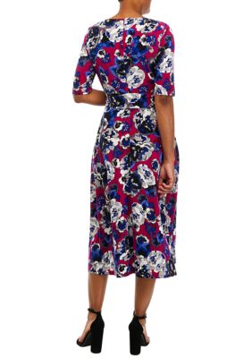 Kasper Petite Floral-Print Cap-Sleeve Sheath Dress