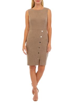 Kasper Petite Snap-front Sheath Dress In Pink