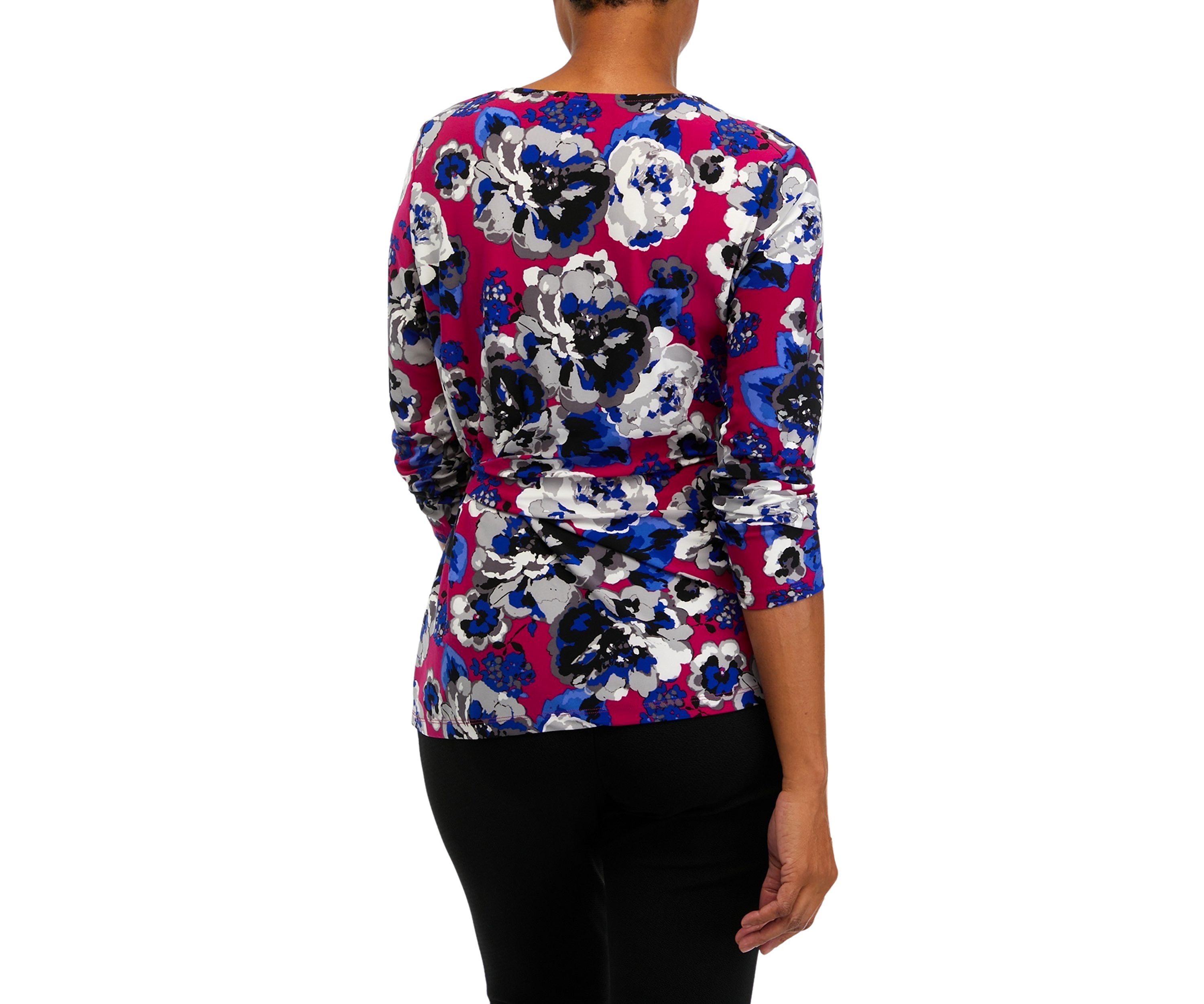 Womens 3/4 Sleeve Side Tie Printed Top