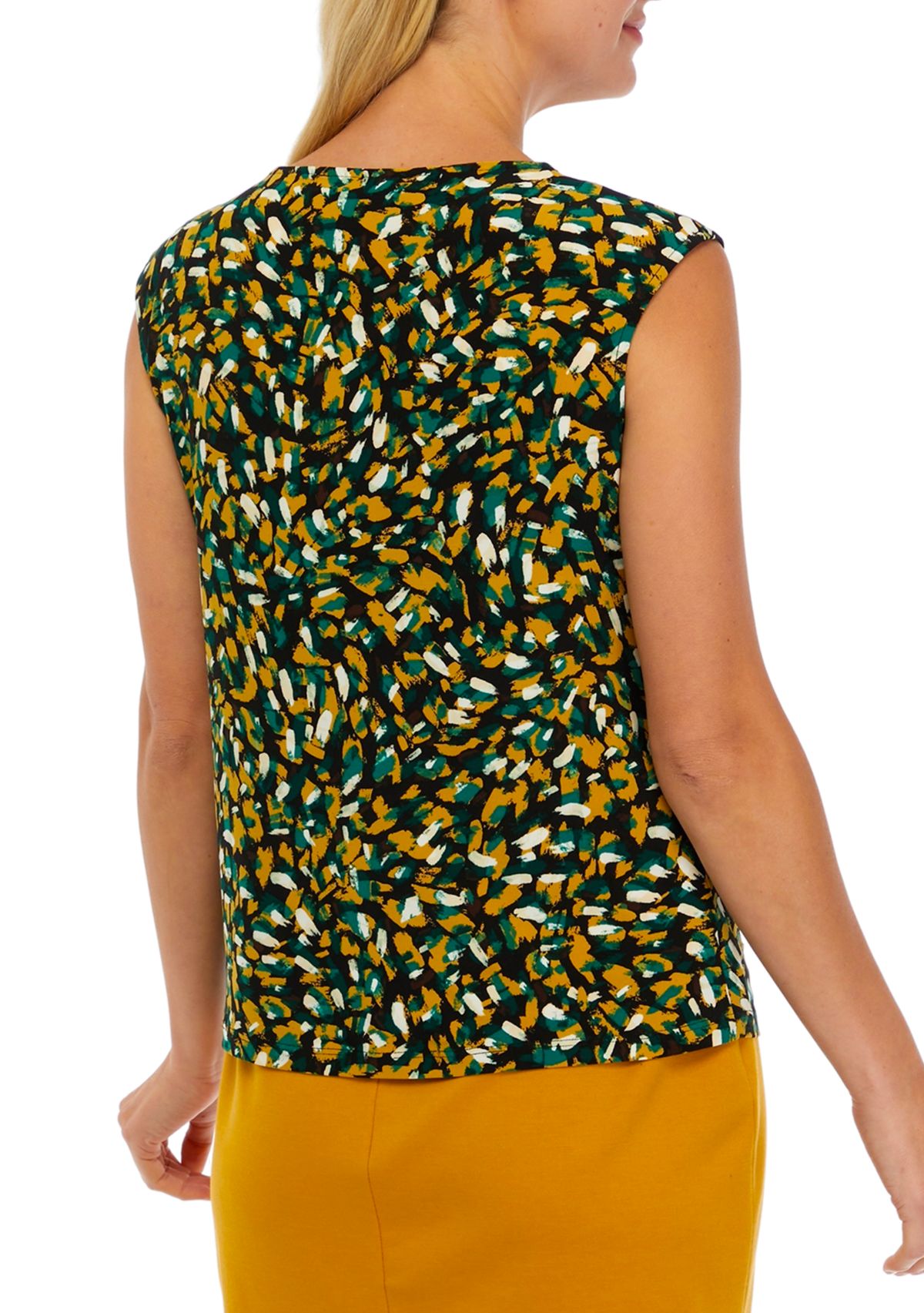 Womens Printed Twist Neck Top