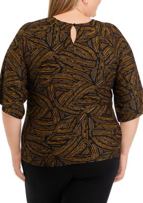 Calvin Klein Plus Size Textured Roll Tab Button Down Shirt In Black Size 3X  Plus