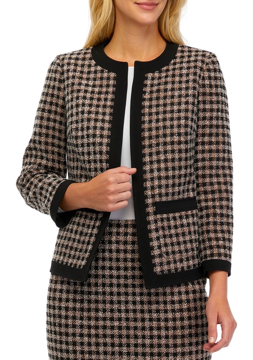Womens Long Sleeve Combo Framed Jacket with Patch Pockets