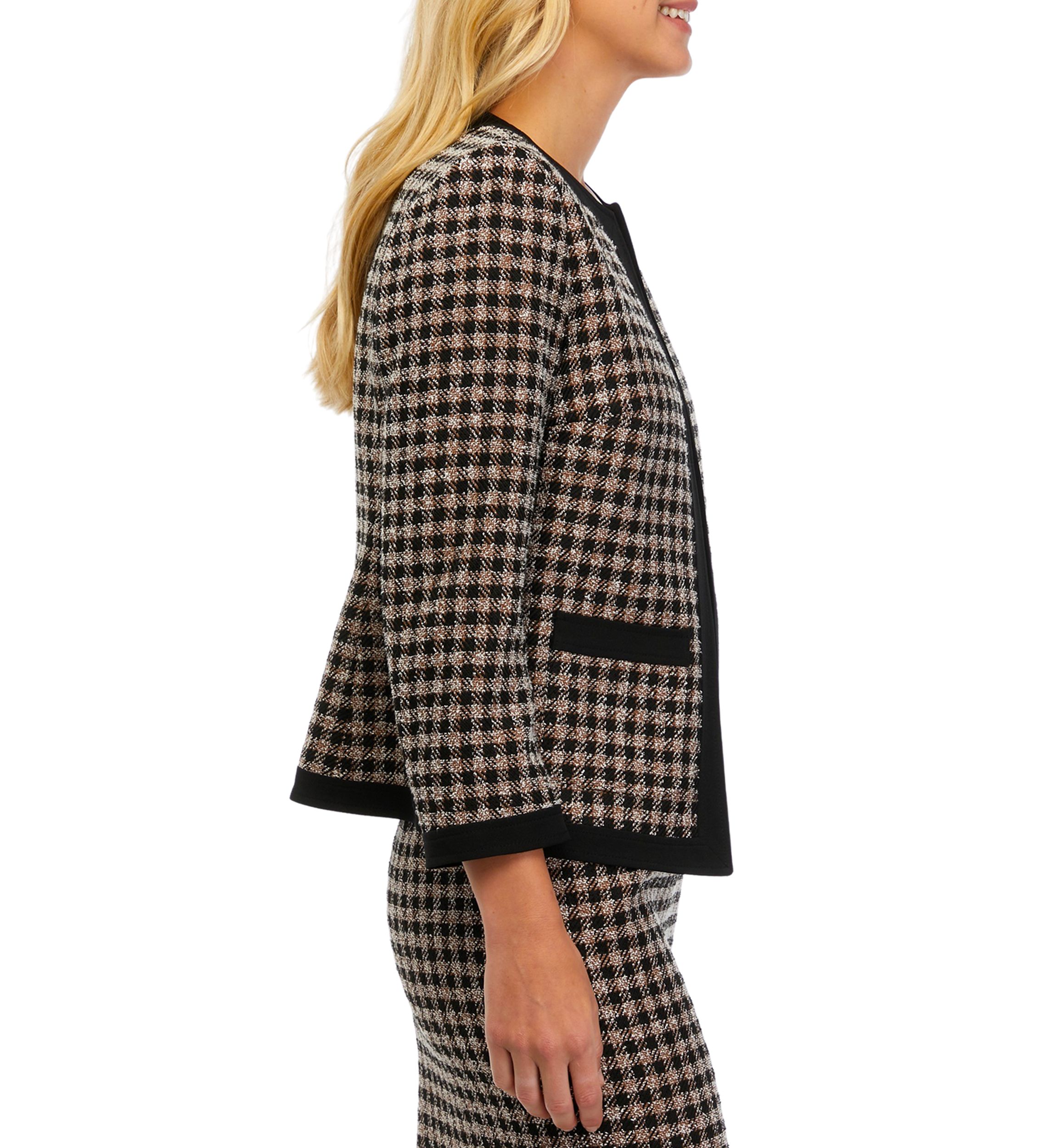 Womens Long Sleeve Combo Framed Jacket with Patch Pockets