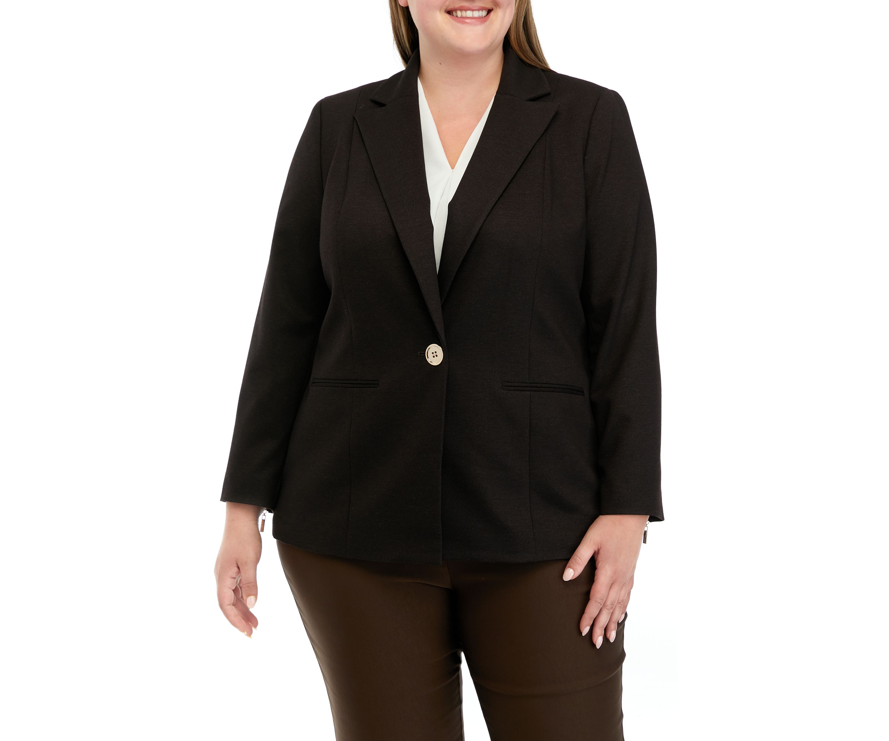 Plus Size Notch Lapel Blazer