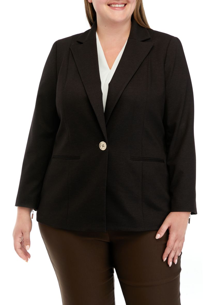 Plus Size Notch Lapel Blazer