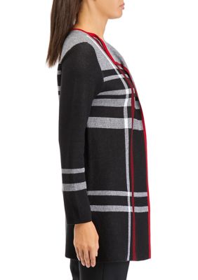 Women's Long Sleeve Open Front Plaid Cardigan