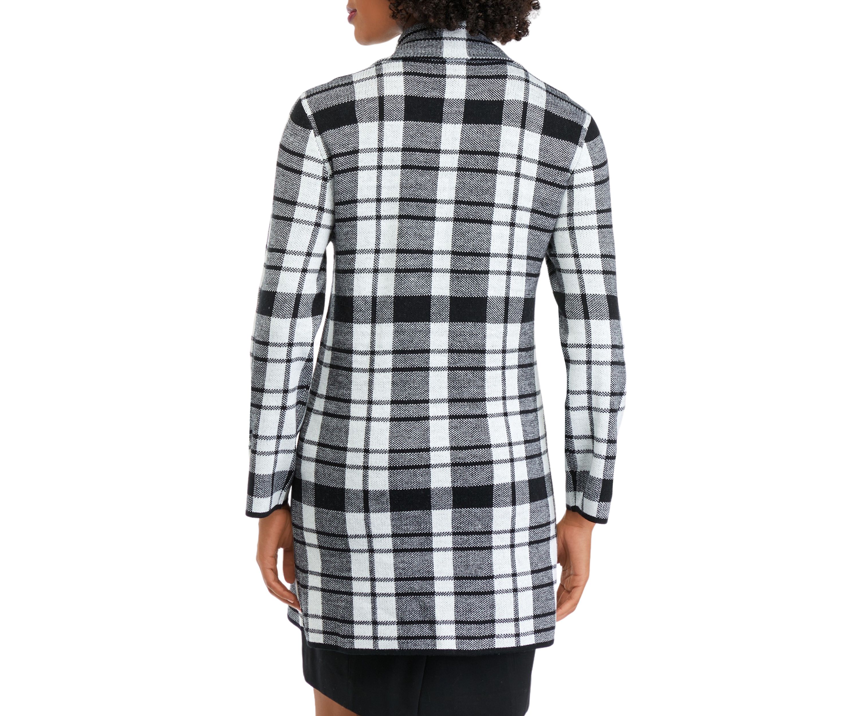 Womens Plaid Notch Collar Sweater