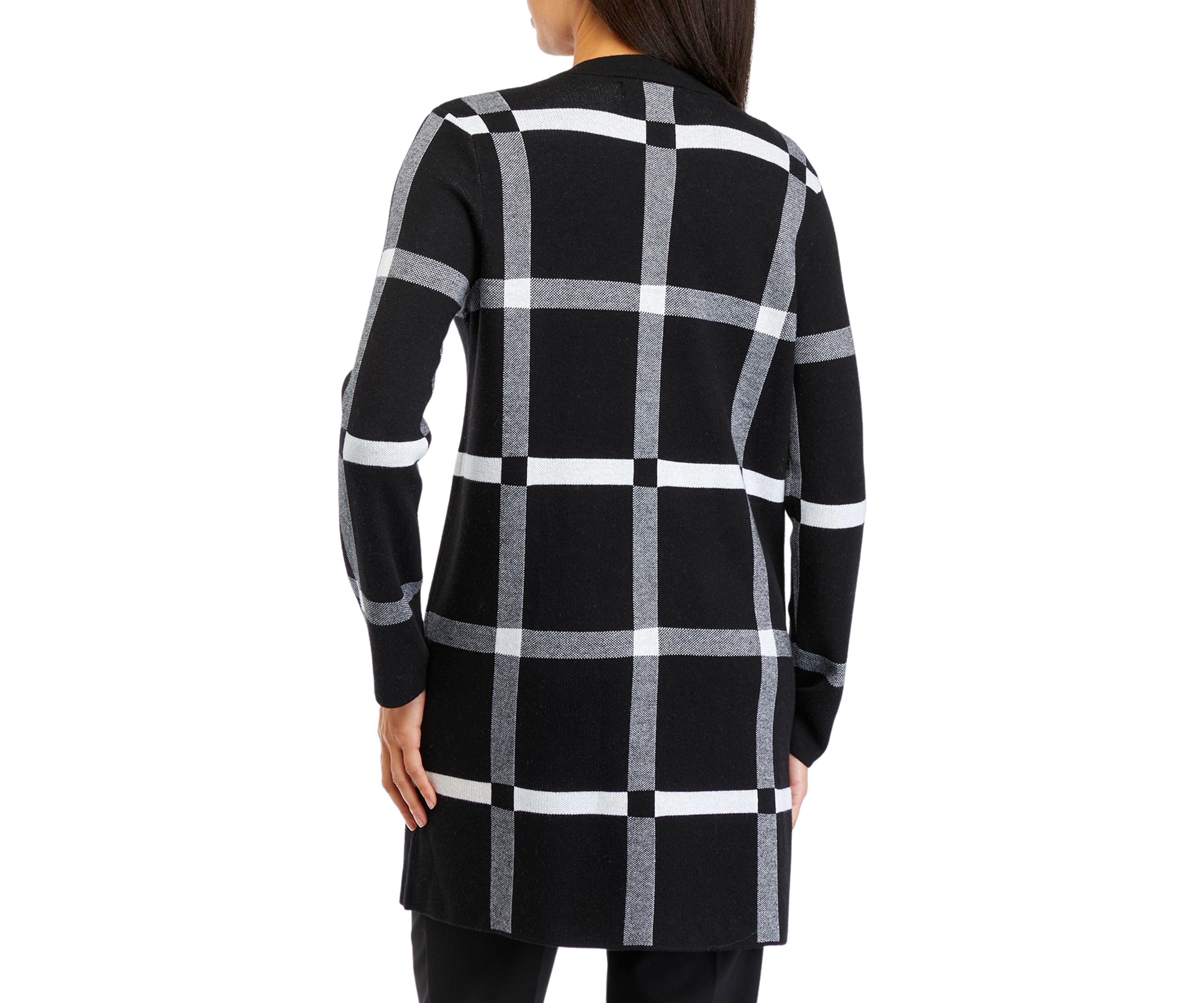 Womens Short Stand Collar Check Sweater