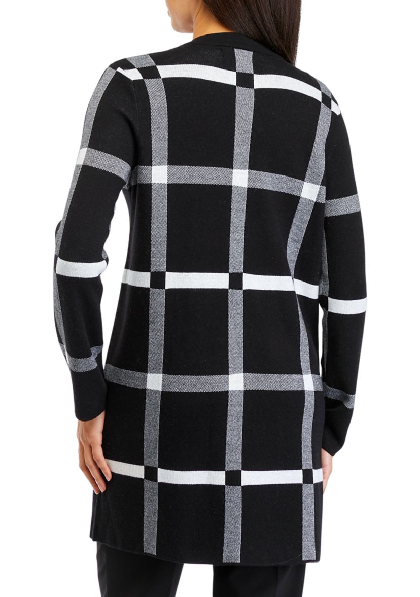 Womens Short Stand Collar Check Sweater