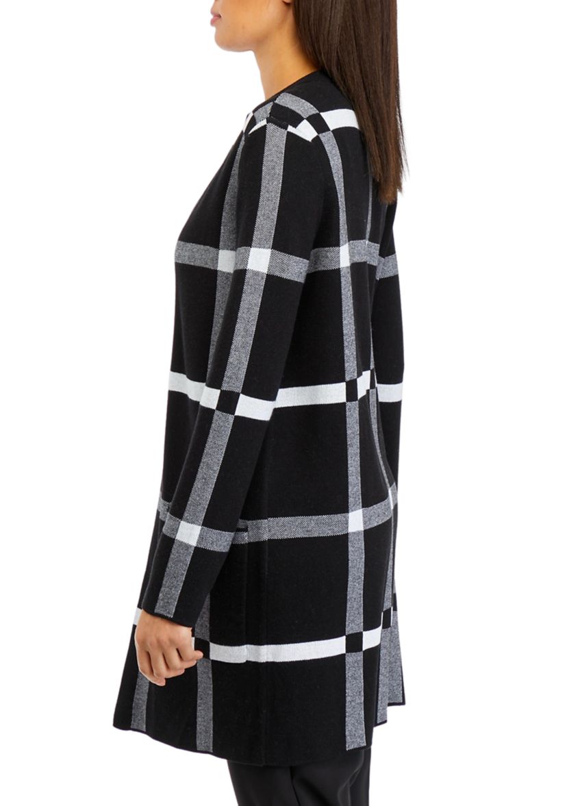 Womens Short Stand Collar Check Sweater