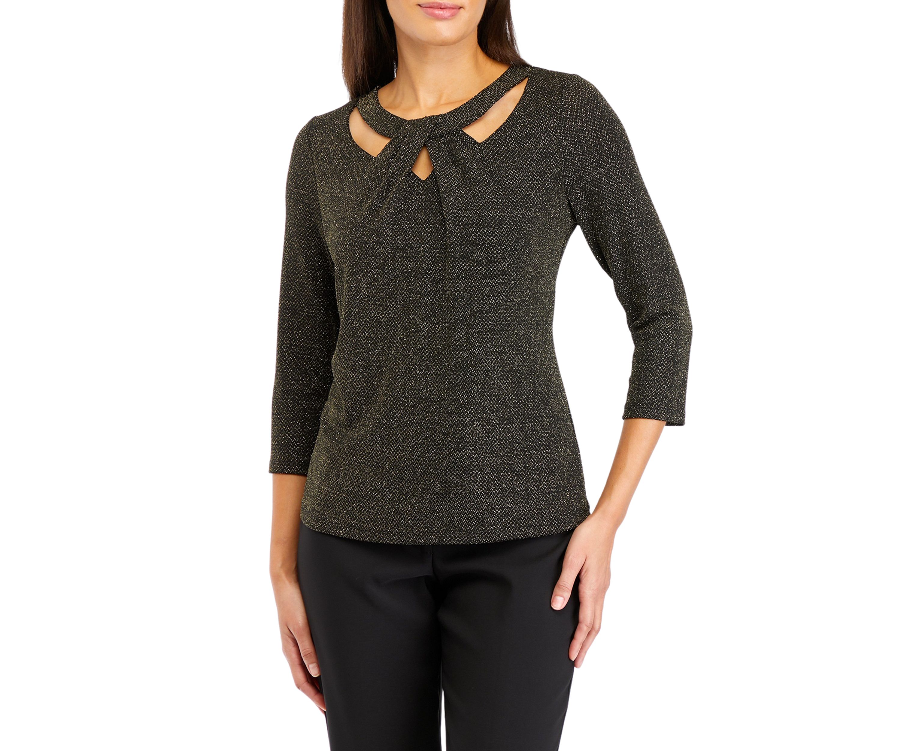 Petite Twist Neck Knit Top 