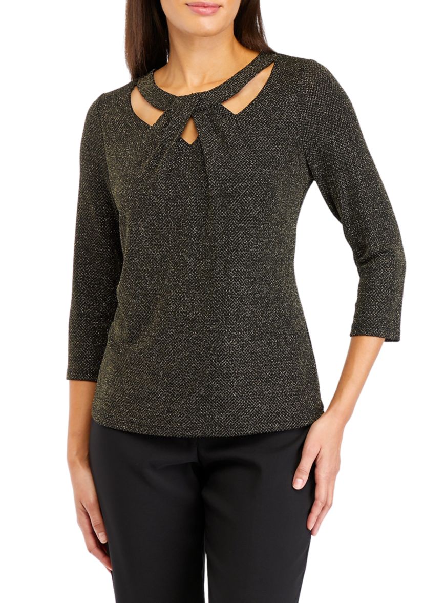 Petite Twist Neck Knit Top 