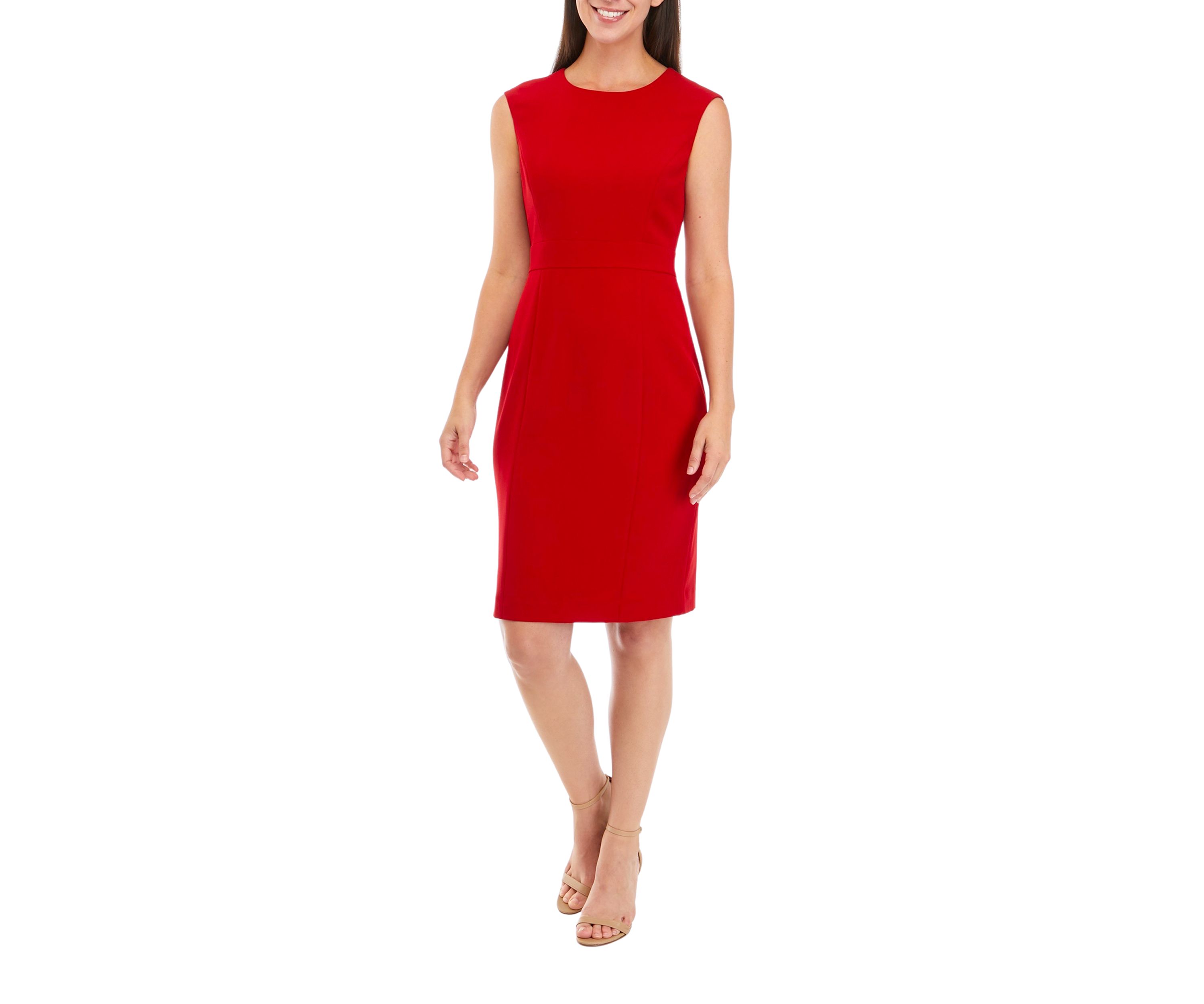 Womens Stetch Crepe Princess Seam Sheath Dress