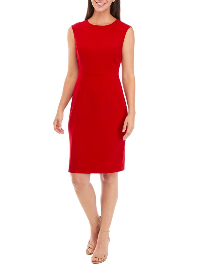 Womens Stetch Crepe Princess Seam Sheath Dress