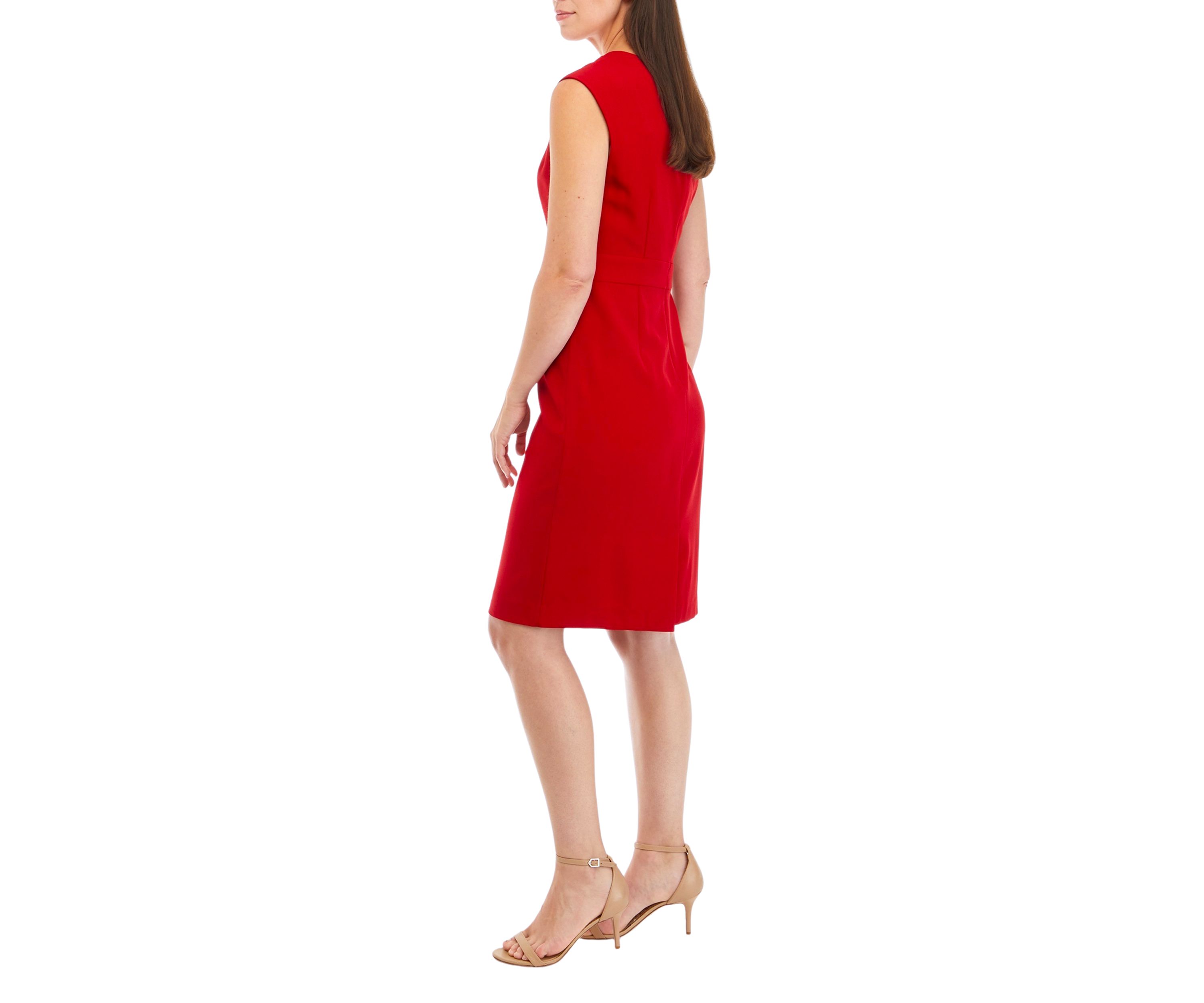 Womens Stetch Crepe Princess Seam Sheath Dress