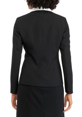 Women's Stretch Crepe Open-Front Roll-Sleeve Jacket