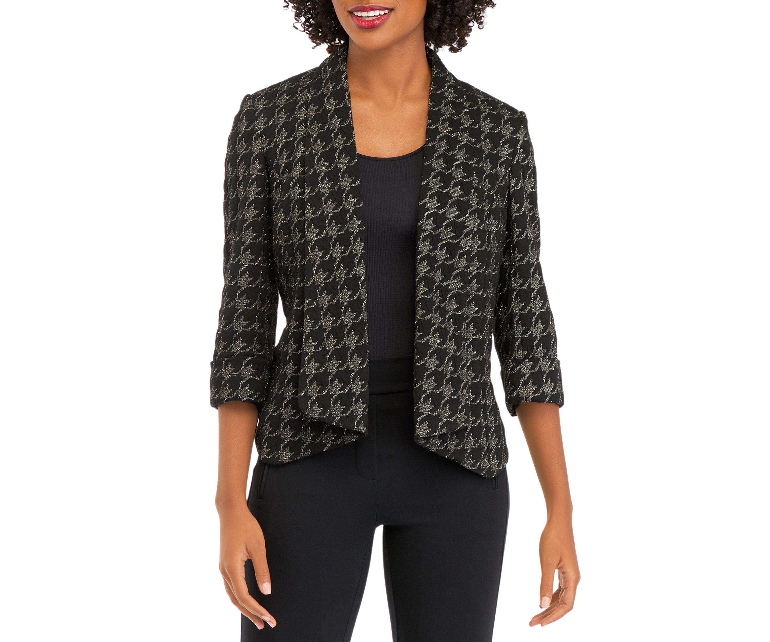 Womens Metallic Houndstooth Jacket