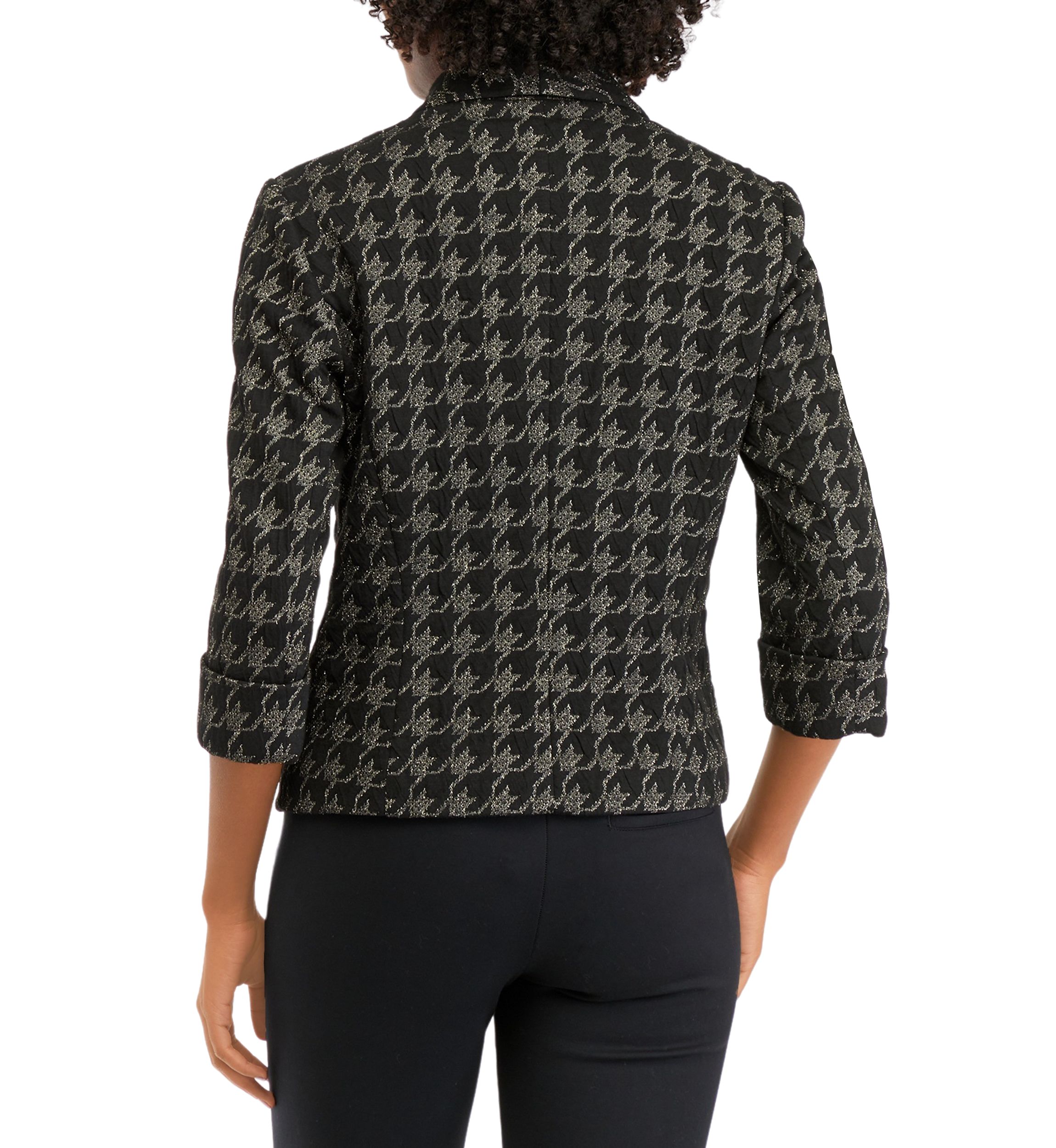 Womens Metallic Houndstooth Jacket