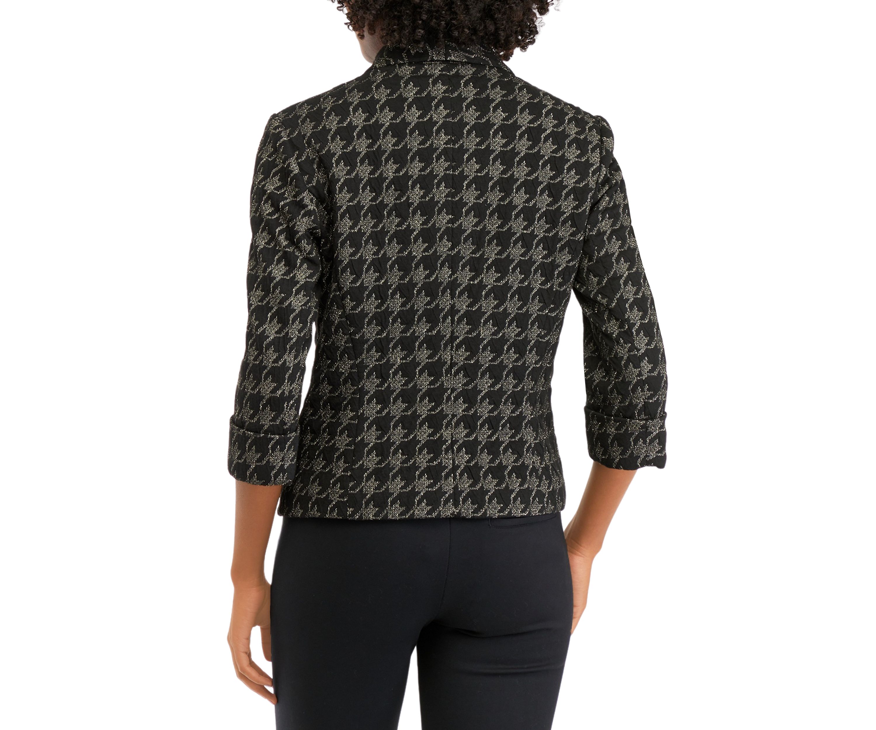 Womens Metallic Houndstooth Jacket