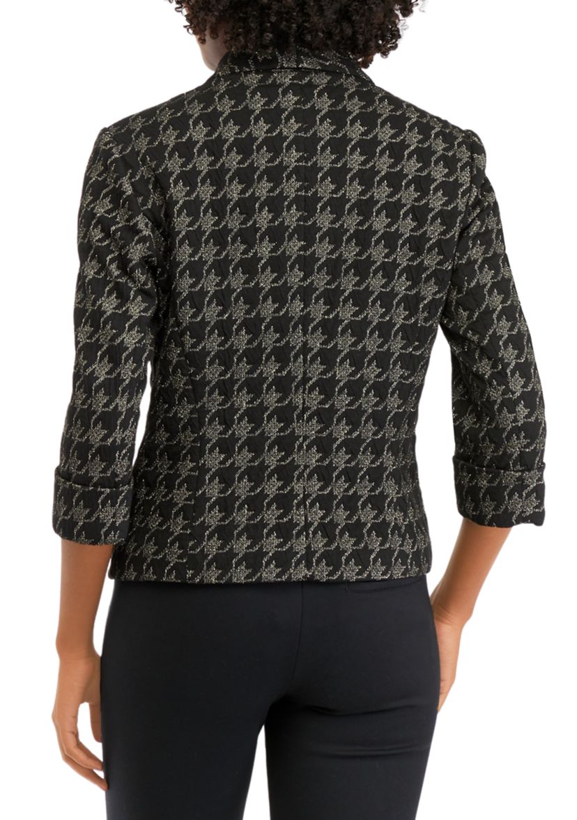 Womens Metallic Houndstooth Jacket
