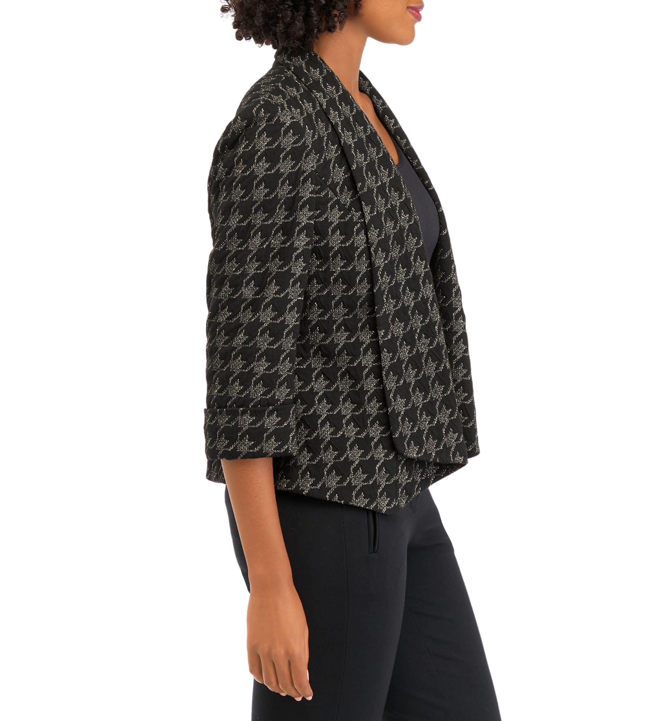 Womens Metallic Houndstooth Jacket