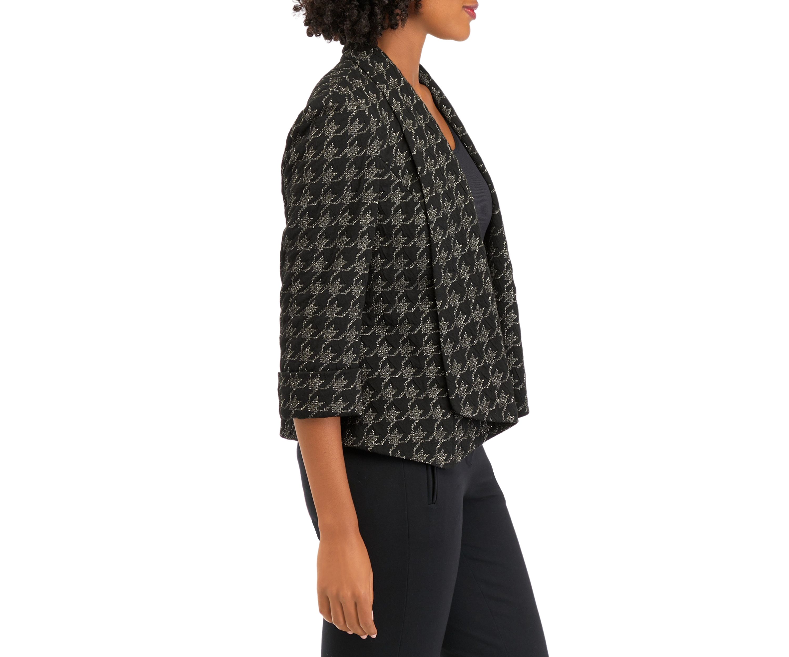Womens Metallic Houndstooth Jacket